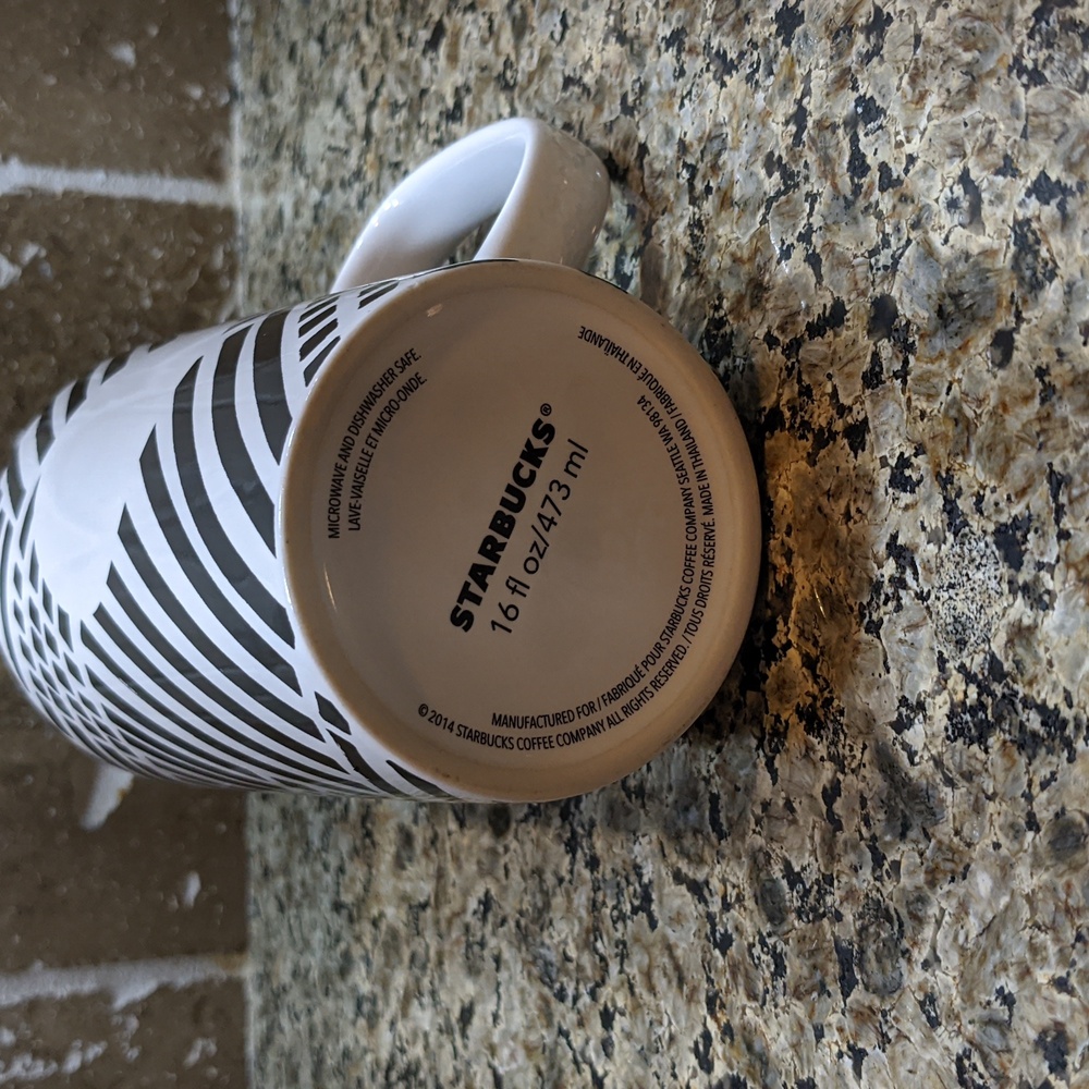 Starbucks Geometric Mug Cup Dot Tall Black White Striped Lines Math Teacher - Picture 5 of 6
